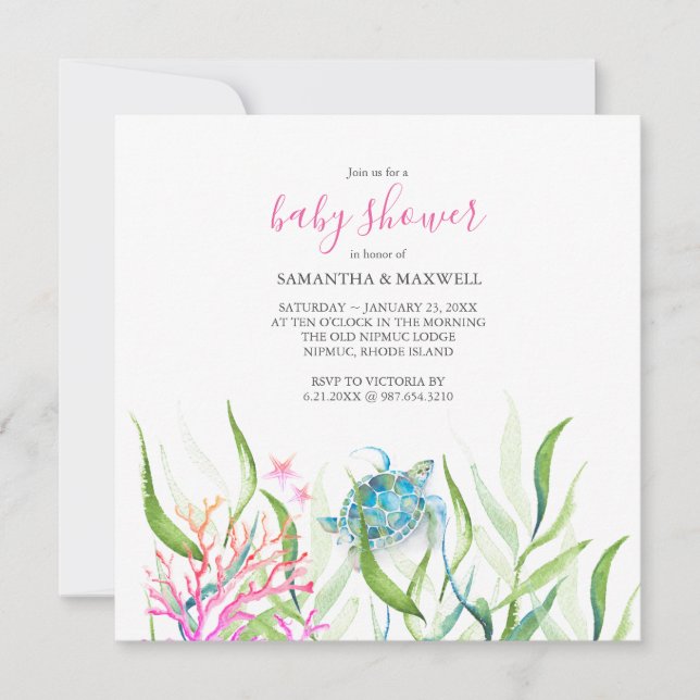 Chica Bajo El Mar, Invitaciones A La Ducha Bebé (Anverso)