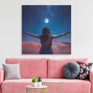 "Chica bajo la luz de la luna Arte estético del