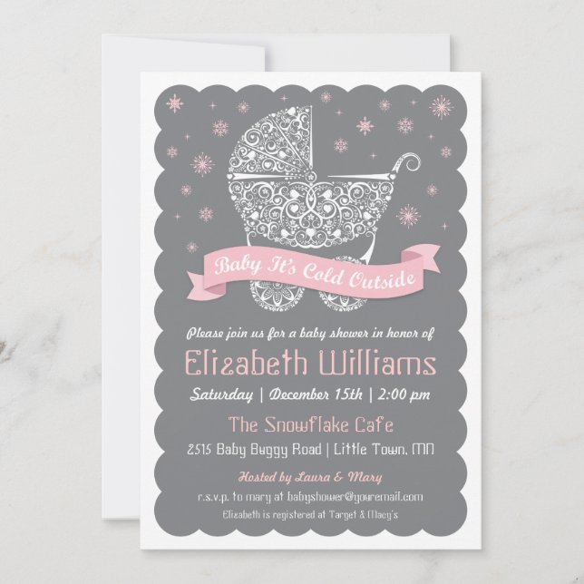 Chica bebé está frío fuera de la ducha invitación (Anverso)