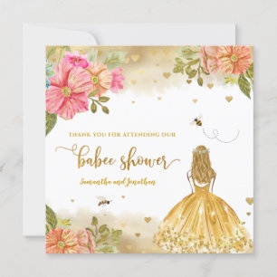 Chica Bee Ilustracion Baby Shower Tarjeta de agrad