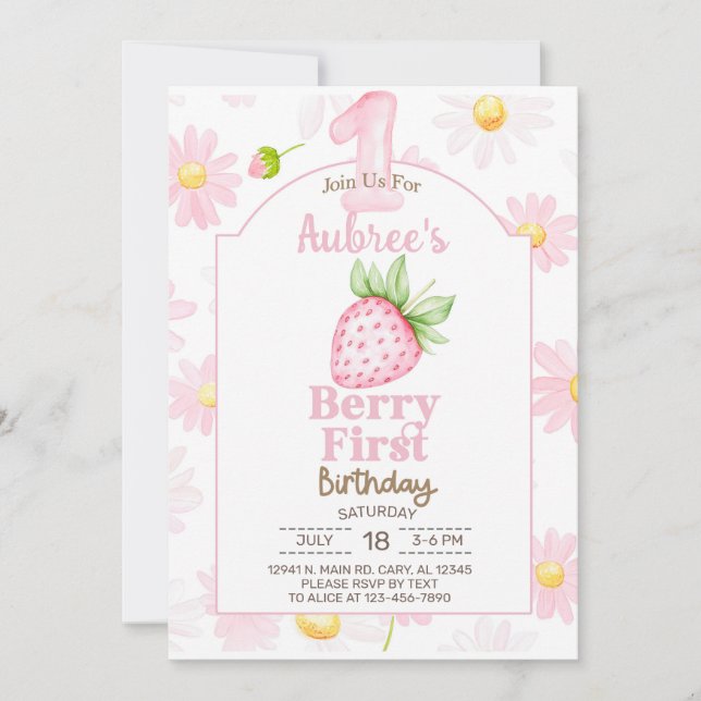 Chica Berry First, primera invitación de cumpleaño (Anverso)
