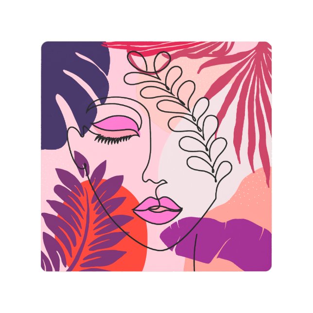 Chica bohemia Línea Arte Estética Rosa (Anverso)