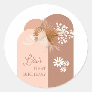 Chica Boho Birthday Classic Round Pegatinas