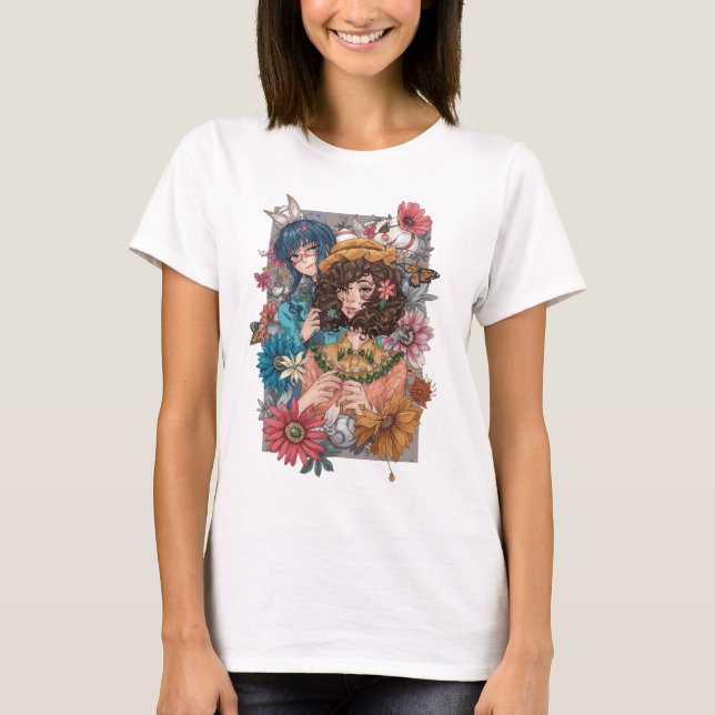 Chica Boho con Camiseta Floral  (Anverso)