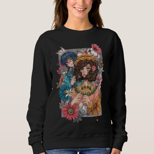 Chica Boho con Sudadera Floral (Anverso)