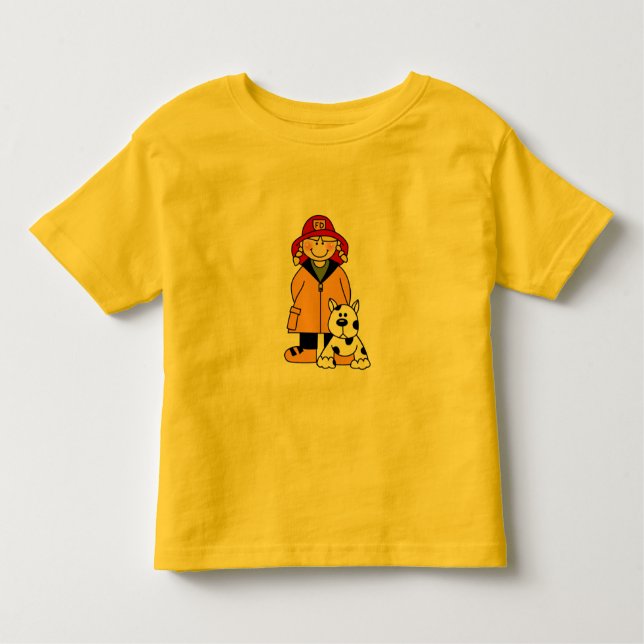 Chica bombero con camisetas y regalos para la limp (Anverso)
