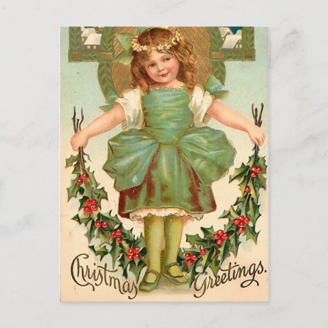 Chica bonito con Holly - Navidad vintage (Anverso)