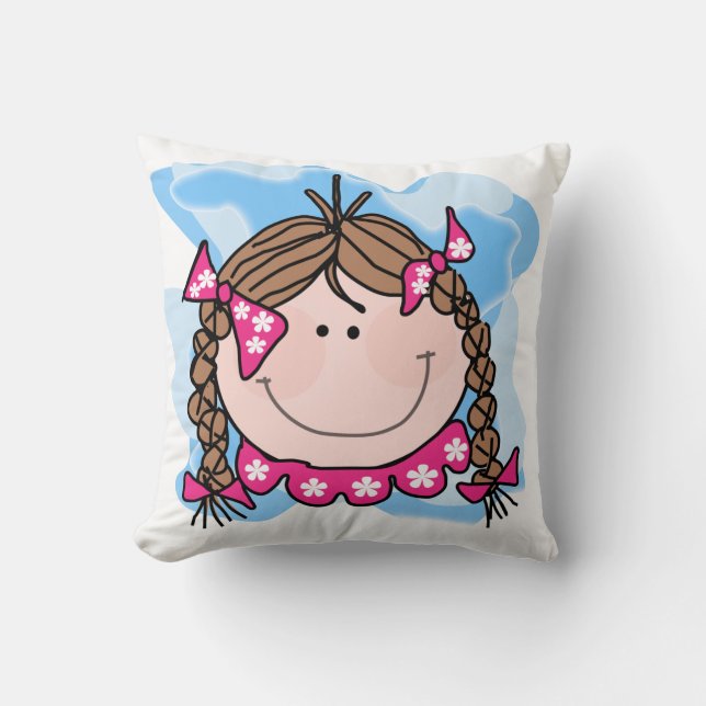 Chica Brunette con almohada de trenzas (Anverso)