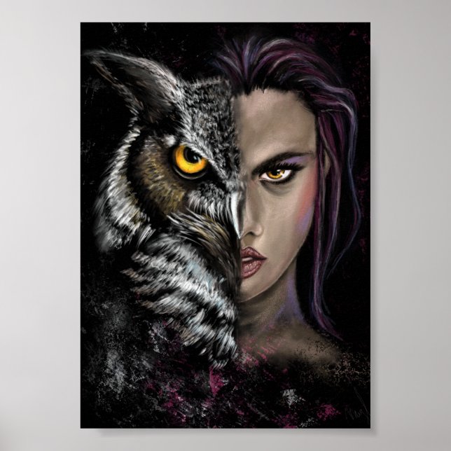 Chica Búho - Póster de Colección de Emociones - Pi (Frente)