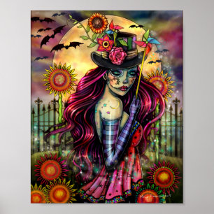 Chica Calavera de Azúcar Arte Fantástico por Molly