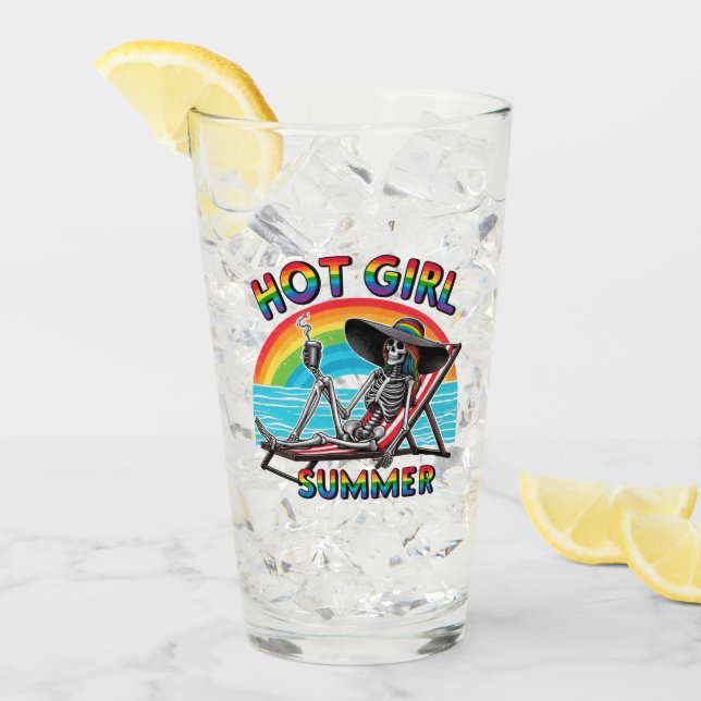 Chica caliente Skeleton Retro Beach Design (Anverso (hielo))