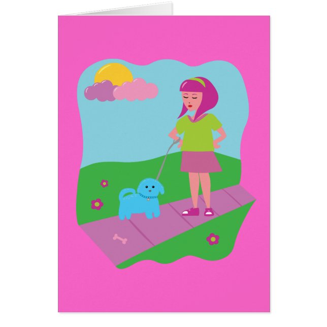 Chica Caminando Perro (Frente)