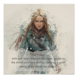 Chica caminando por la nieve – Póster inspirador