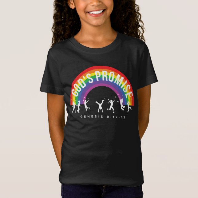 Chica camiseta negra arcoiris promete a los niños (Anverso)
