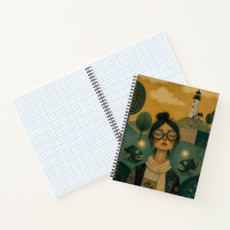 Chica Caprichosa con Cuaderno de Pez Linterna