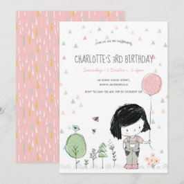 Chica caprichosa niños niños pequeños invitaciones
