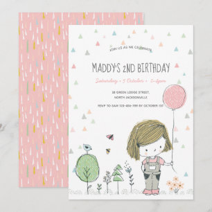 Chica caprichosa niños niños pequeños invitaciones