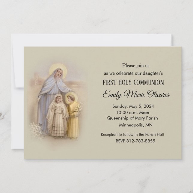 Chica Católico Primera Invitación a la Santa Comun (Anverso)