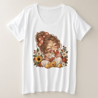 Chica Chibi Adorable y Gatito con Estilo de Bordad