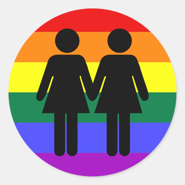 Chica + Chica Pegatina Arcoiris (Anverso)