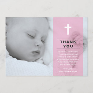 Chica Christening/Baptism Gracias Tarjeta