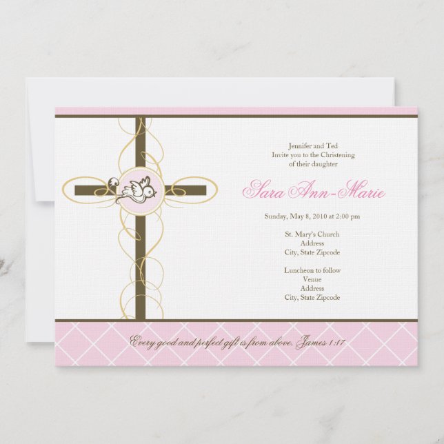 Chica Christening/Baptism Invitación (Anverso)