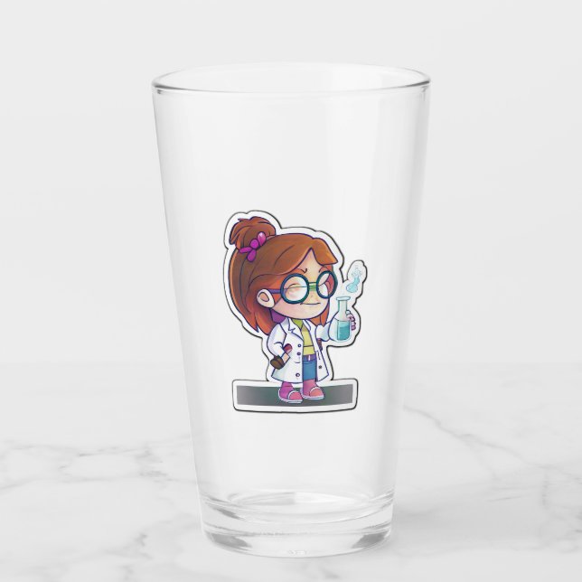 Chica Científico Pegatina Art Vidrio Tumbler (Anverso)