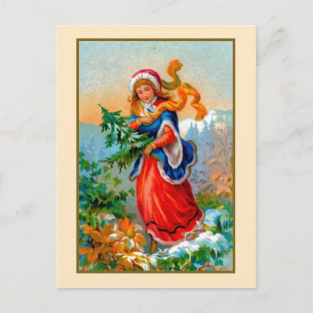 Chica con árbol de Navidad (Anverso)