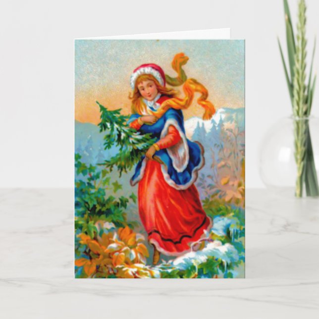 Chica con árbol de Navidad (Anverso)