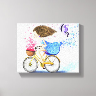 Chica con bicicleta Impresión en lienzo