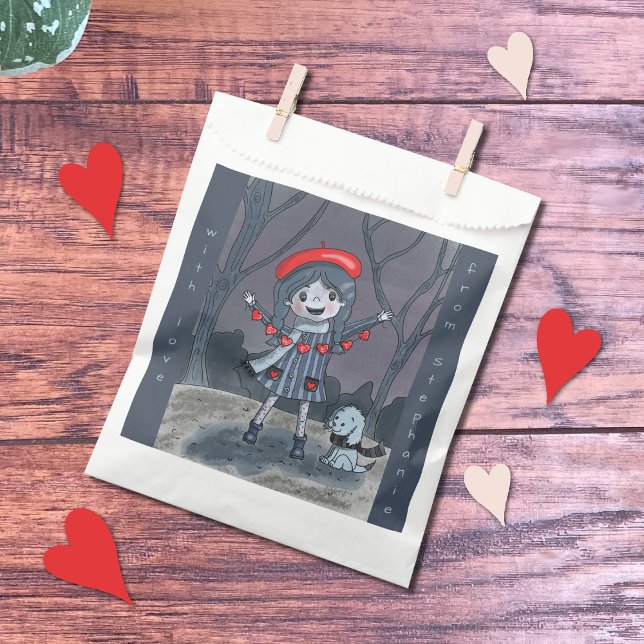 Chica con Bolsas de Favor del El día de San Valent (Subido por el creador)