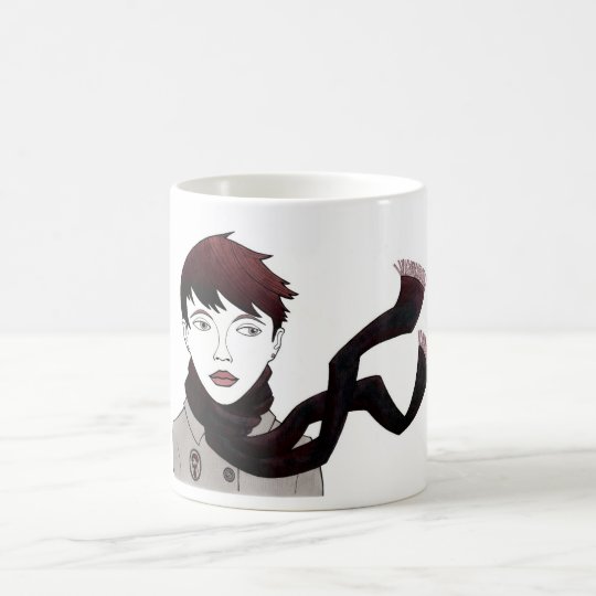 chica con bufanda taza