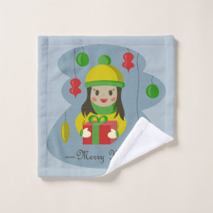 Chica con caja de regalo para Navidades