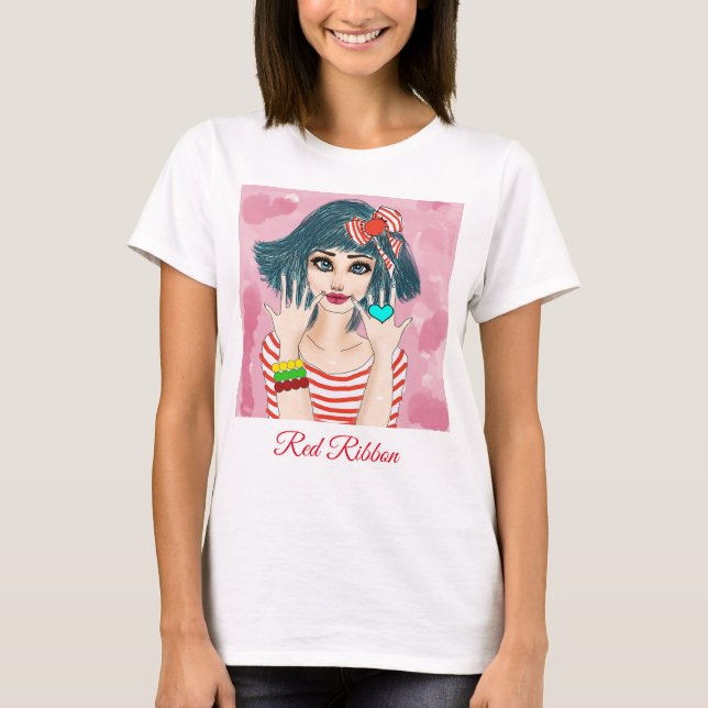 Chica Con Camiseta De Cinta Roja (Anverso)