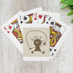 Chica Con Cartas De Jugador De Salto
