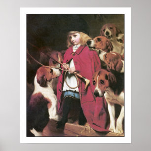 Chica con Foxhounds - Poster de arte de época de B