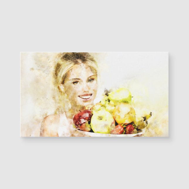 Chica con fruta Tarjeta magnética (Anverso)