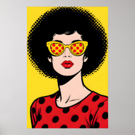 Chica con gafas de sol amarillas Póster Pop Art