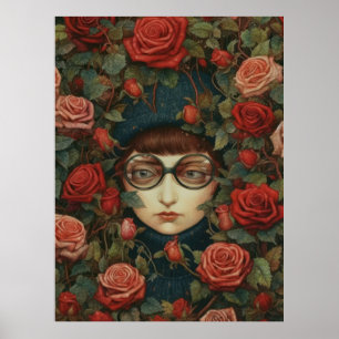 Chica con gafas y arte Rosa