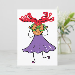 Chica Con Grandes Gafas Invitación De Vestido Púrp