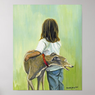 "Chica con impresión del arte del galgo"
