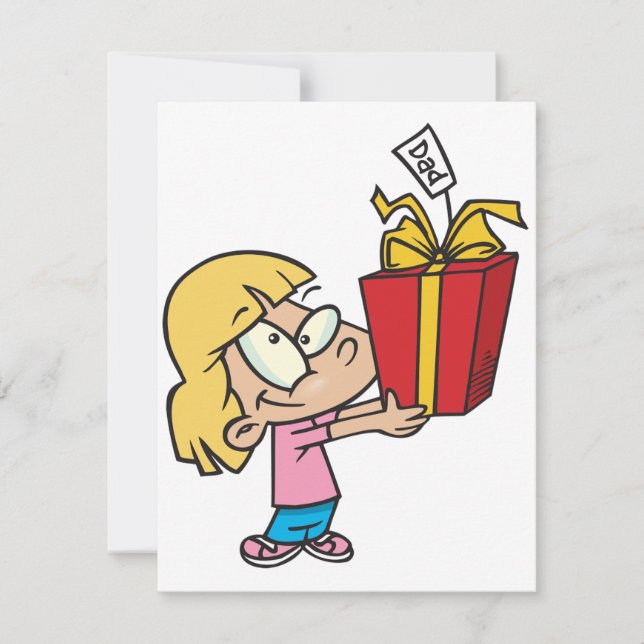 Chica Con Invitaciones De Regalo Del Día Del Padre (Anverso)