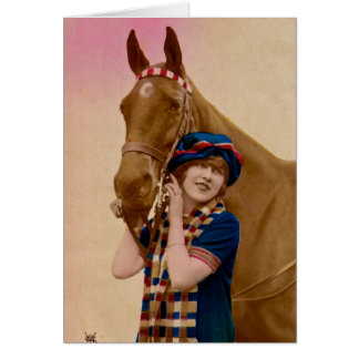 Chica con la bufanda y el caballo de la tela