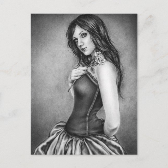 Chica con la tarjeta postal rosa (Anverso)