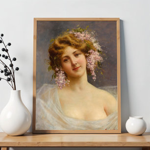 Chica con Lilas, Arte de Achille Beltrame 