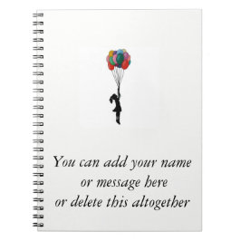 Chica con los globos libreta, cuaderno