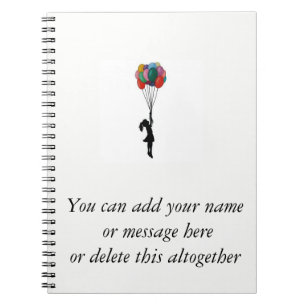 Chica con los globos libreta, cuaderno