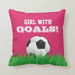 ¡Chica con metas! Almohada del rosa de la bola del