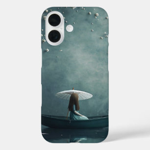 Chica con Parasol en Funda para iPhone en barco 16