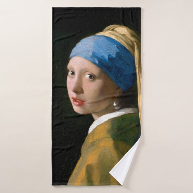 Chica con Pearl Earring, Johannes Vermeer, 1665 (Toalla de baño)